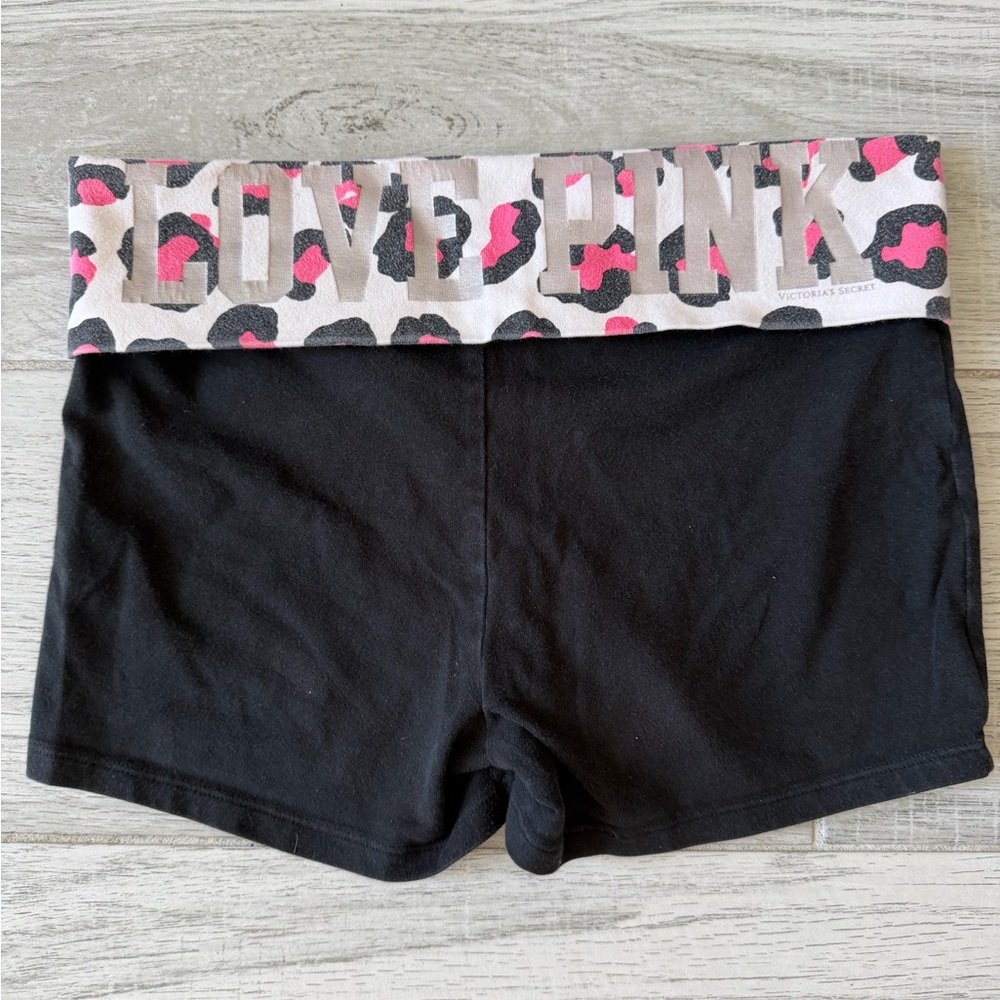 PINK Victoria's Secret White Leggings with Pink & Black Leopard Print - Picture 3 of 5